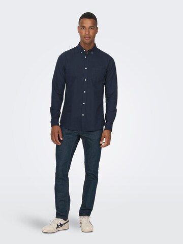 Coupe slim Chemise 'Alvaro' Only & Sons en bleu