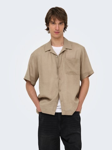 Only & Sons Comfort fit Koszula 'ONSLaurence' w kolorze brązowy: przód