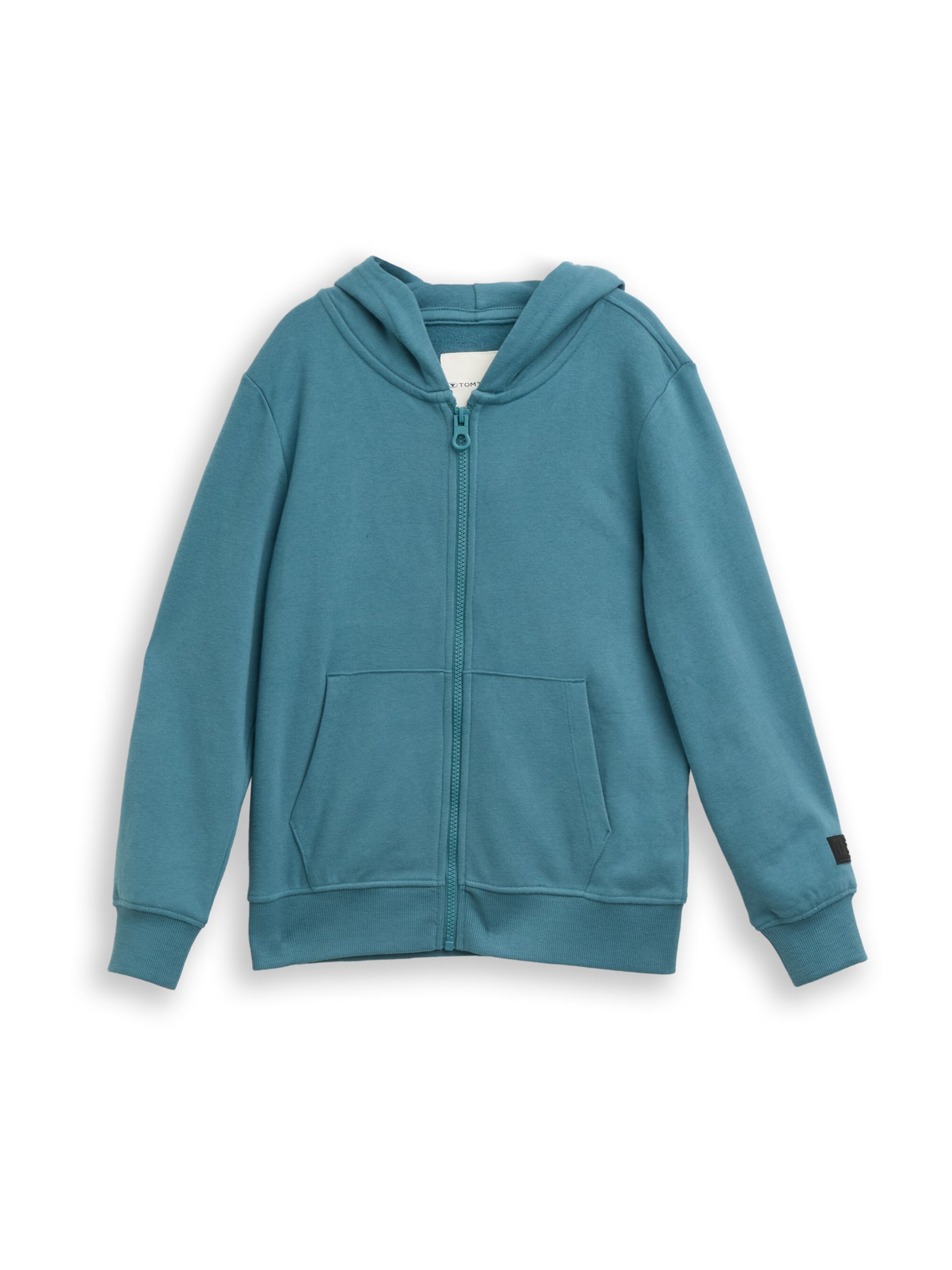 TOM TAILOR Zip-Up Hoodie in Green: front