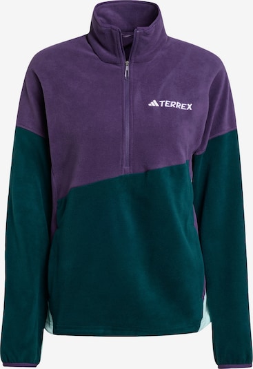 ADIDAS TERREX Urheilullinen collegepaita 'Multi Climawarm Fleece' värissä smaragdi / tummanvioletti / valkoinen, Tuotenäkymä