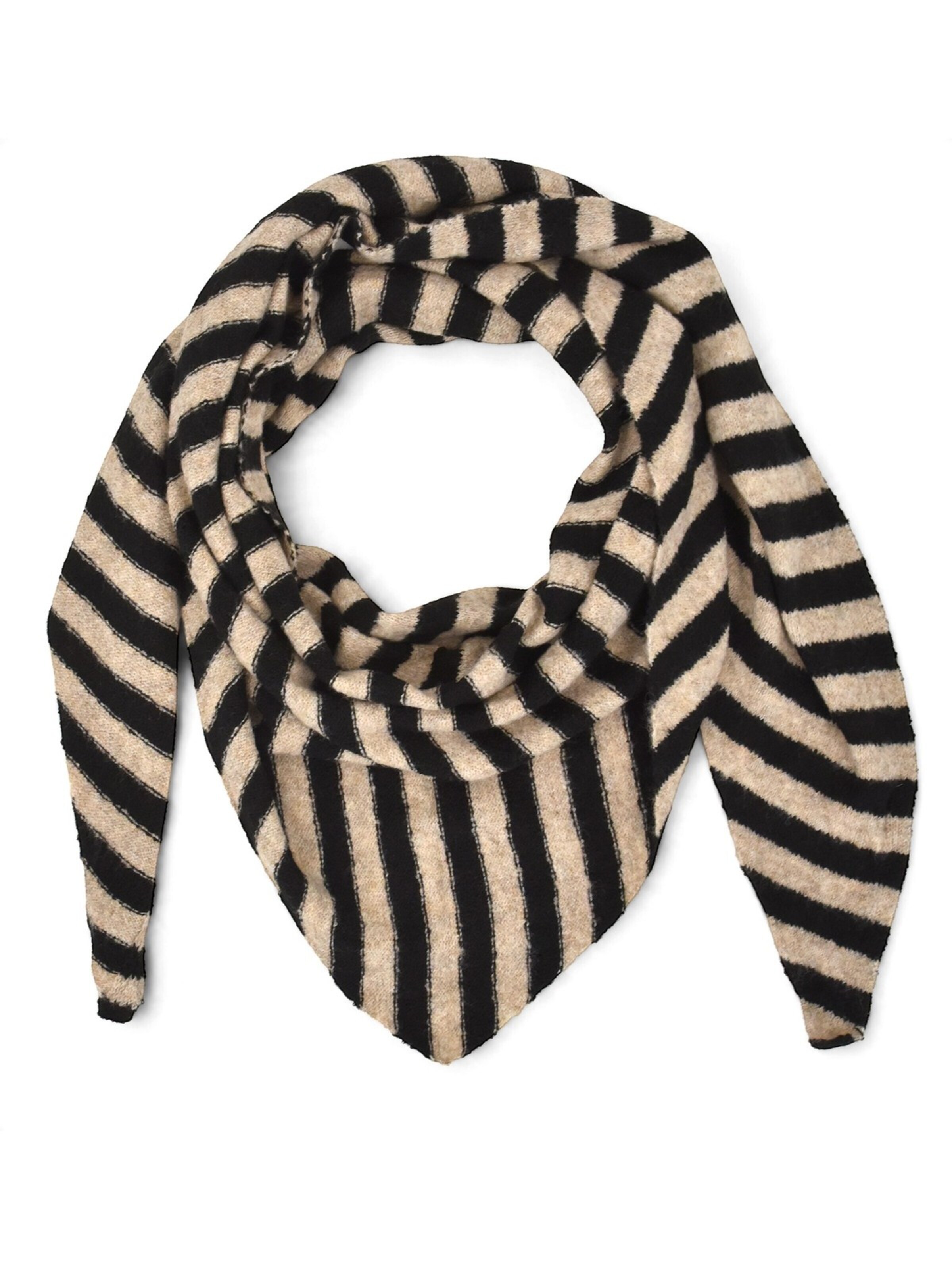 styleBREAKER Tuch 'Strick Dreieckstuch mit Streifen Muster'‌‌‌‌‌‌‌ in Schwarz: Vorderseite