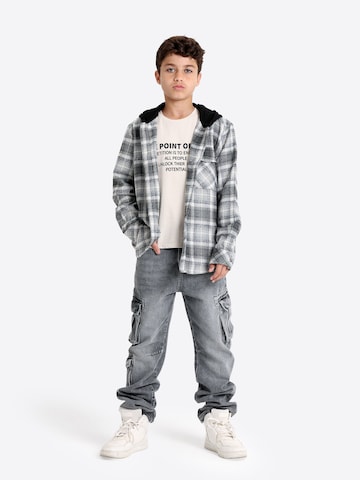 Solang Regular Fit Kapuzen Karohemd Layering Look Karomuster in Weiß: Vorderseite