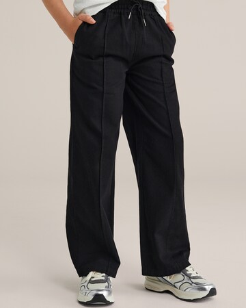 WE Fashion Свободный крой Штаны в Черный: спереди