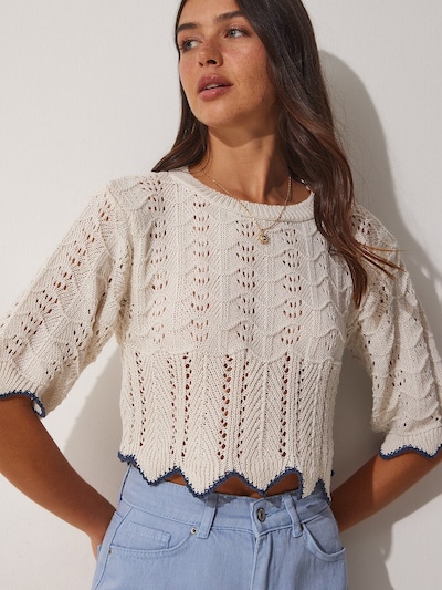 Happiness İstanbul Pullover i ecru / blå, Produktvisning