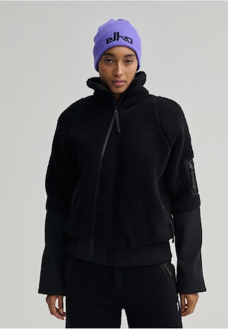 Giacca di pile di elho in nero: frontale