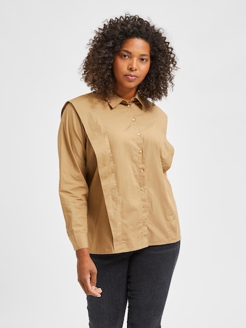 Selected Femme Curve Blouse in Brown: front