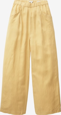 TOM TAILOR Wide Leg Bukser med lægfolder i gul: forside
