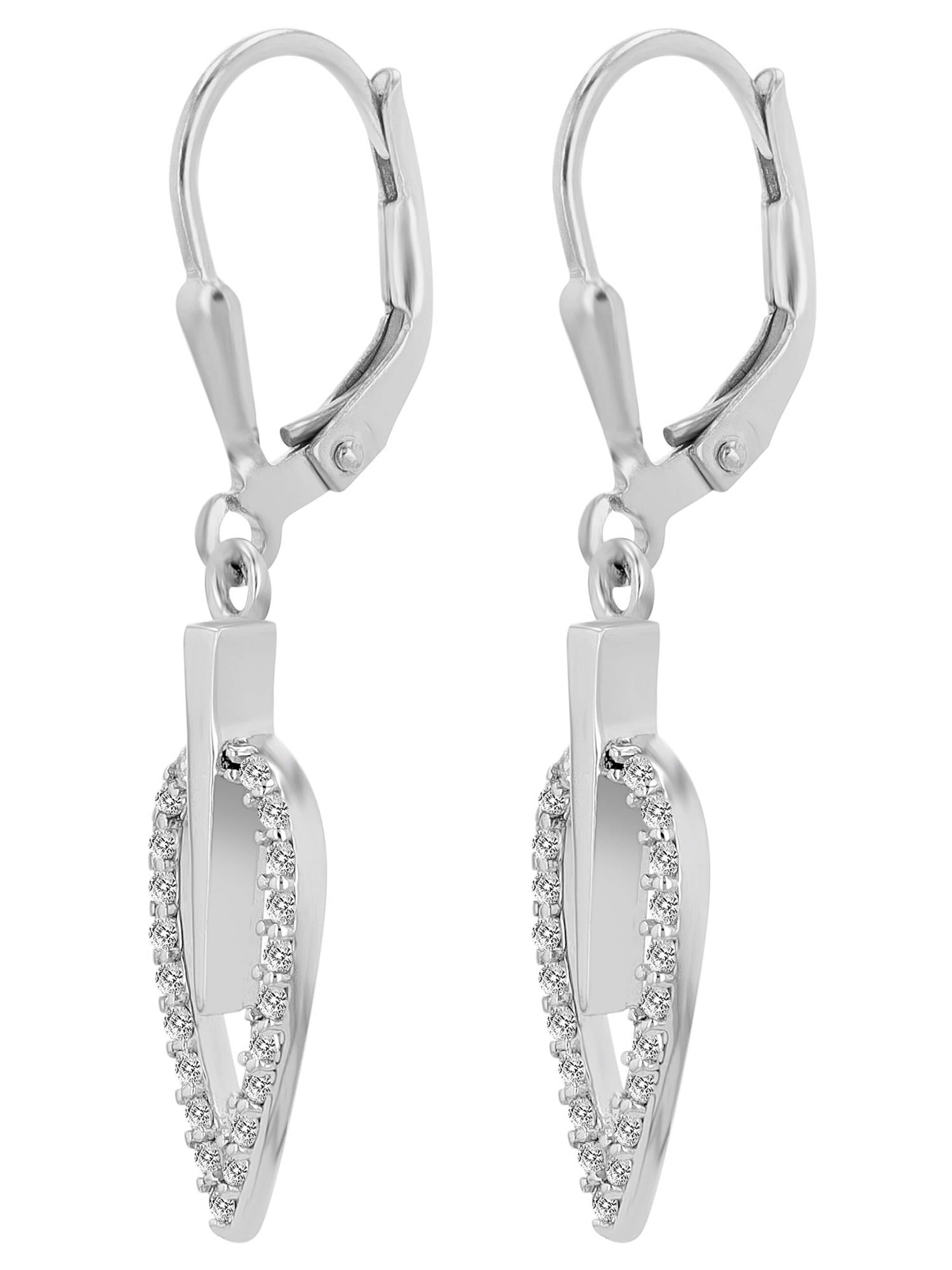 Akzent Earrings 'Ovaleam, 925 Sterlingsilber, langlebig' in Silver