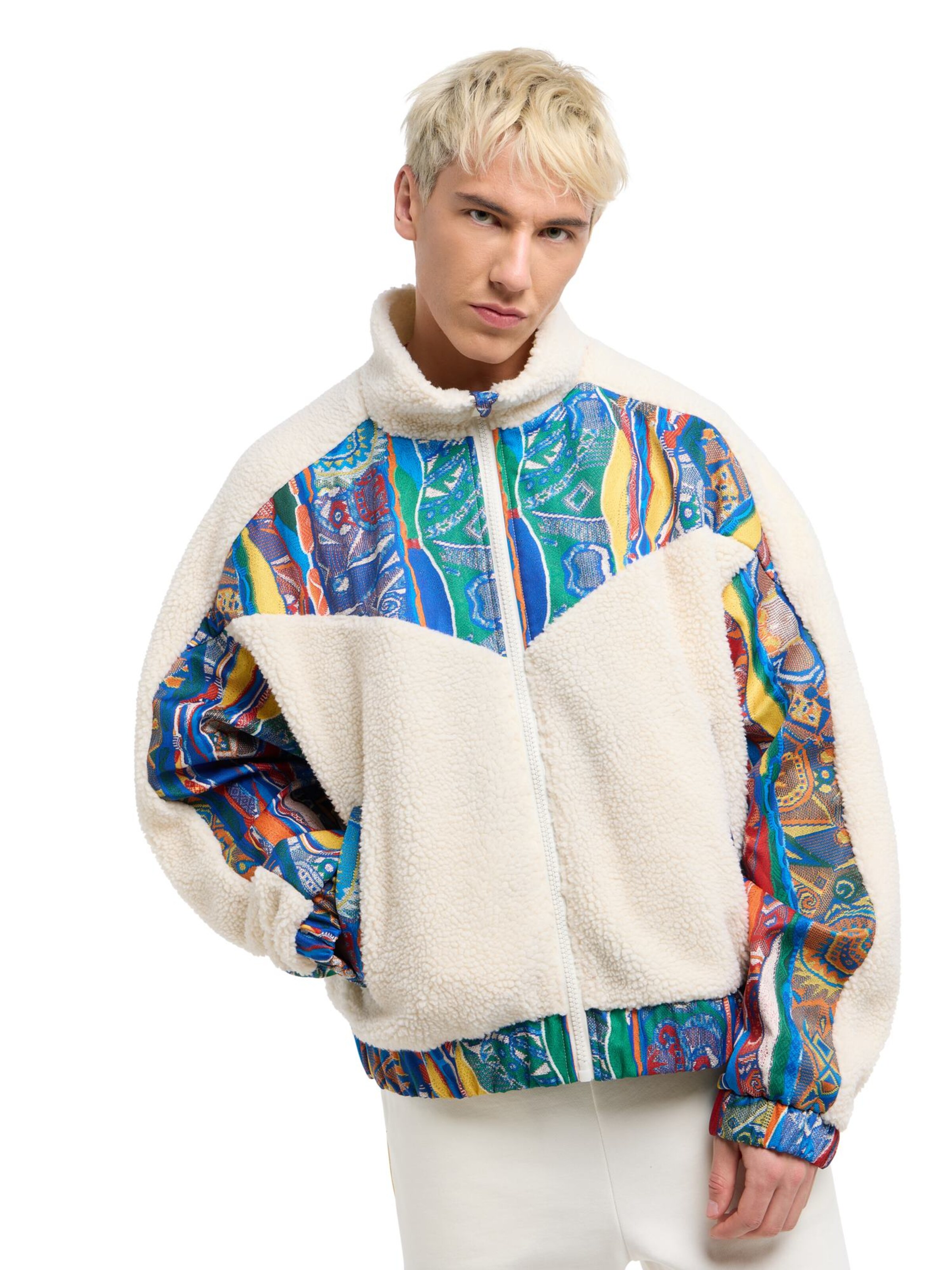 Carlo Colucci Fleece jacket 'Ezechiele' in White: front