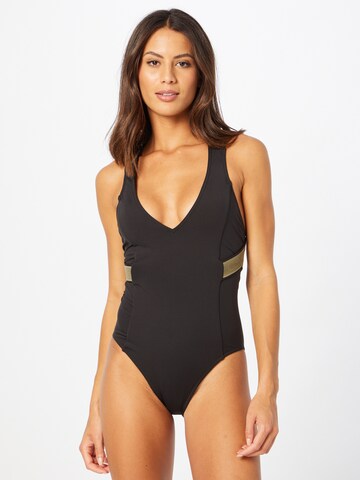 Calvin Klein Swimwear Plus Swimsuit 'Plunge One Piece' in Black: front