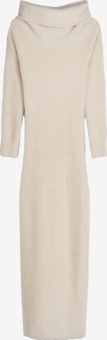 Bershka Gebreide jurk in Beige: voorkant