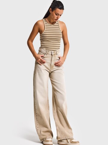 IT'S BASIC Wide leg Jeans 'Olea Wide High Rise Jeans' in Beige