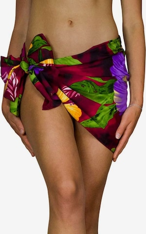 Telo da mare 'Big Flower' di King Kameha in rosso: frontale