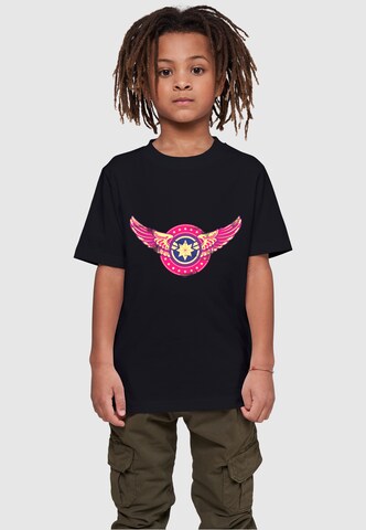 ABSOLUTE CULT Shirt 'Captain Marvel - Movie Wings' in Zwart: voorkant