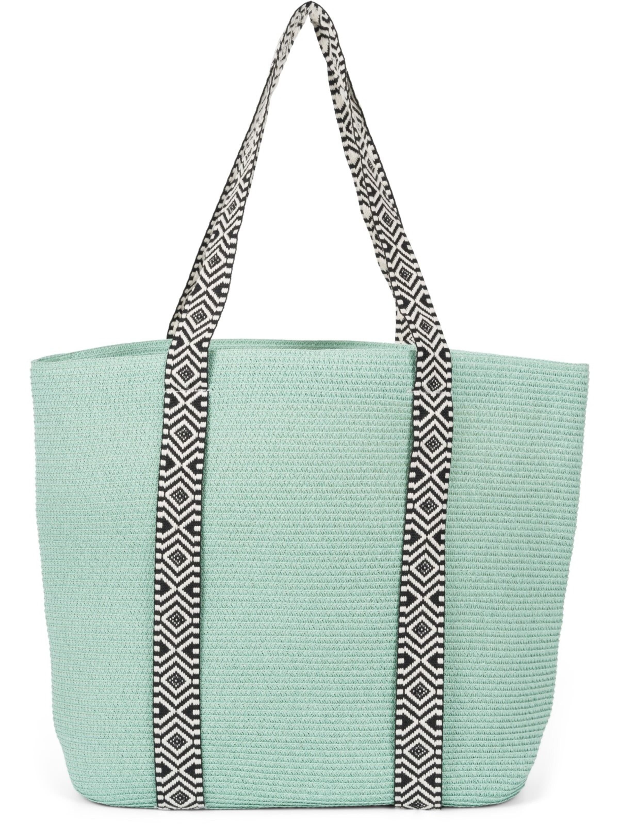 styleBREAKER Strandtasche 'Papierstroh Strandtasche Azteken Muster'‌‌‌‌‌‌‌‌‌‌ in One Size in türkis, Produktansicht