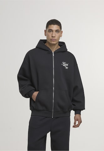 Karl Kani - Sudadera con cremallera 'Varsity' en negro: frente