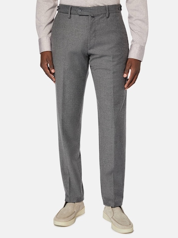 Boggi Milano Slim fit Trousers with creases in Grey: front