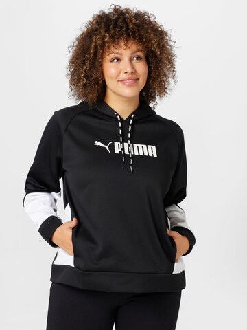 Hanorac sport 'Fit Tech Knit PO Hoodie PLUS' de la PUMA pe negru: față