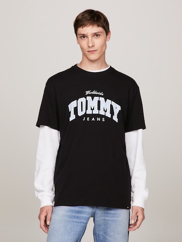 juoda Tommy Jeans Marškinėliai 'Varsity': priekis