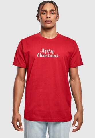 Merchcode Shirt 'Merry Christmas Lights' in Rood: voorkant