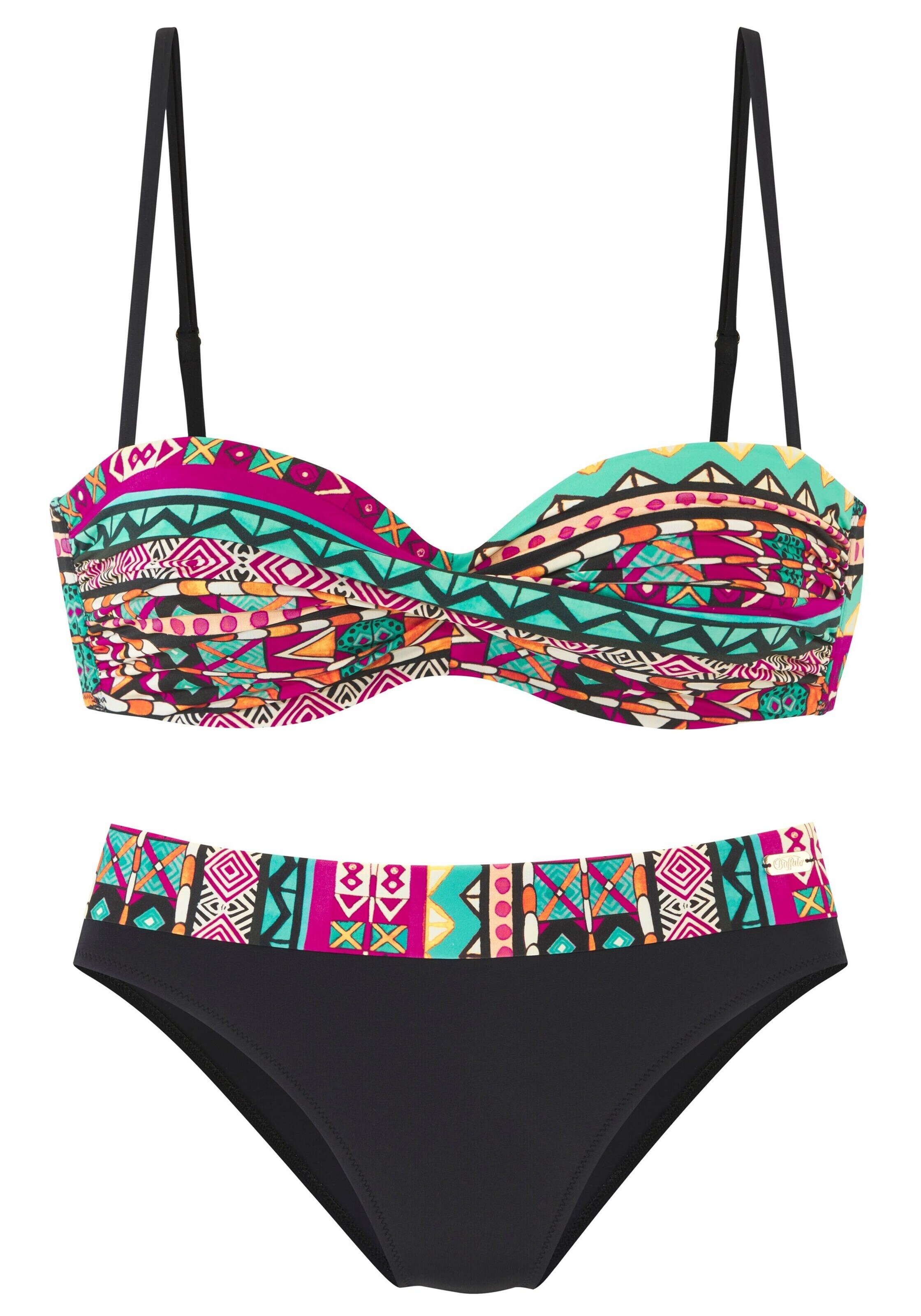 BUFFALO Bandeau Bikini in Schwarz: Vorderseite