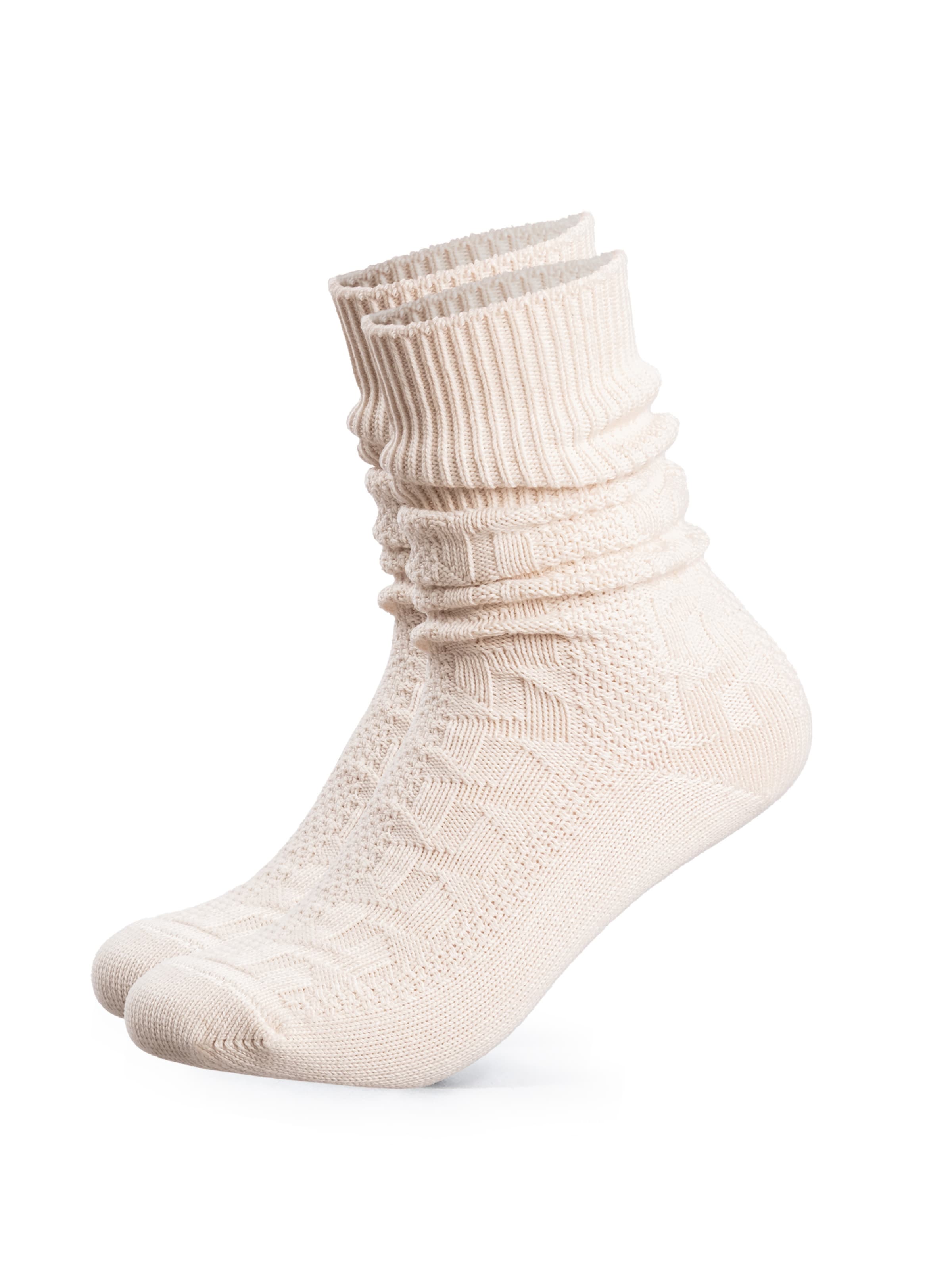 HerzSticht Traditional Socks 'Enzian' in Beige: front