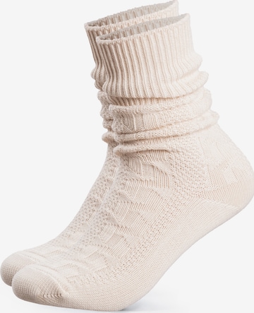 HerzSticht Traditional socks 'Enzian' in Beige: front