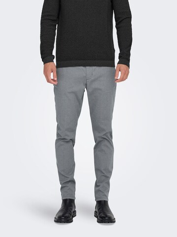 Only & Sons Слим Брюки-чинос 'ONSMARK PETE' в Серый: спереди