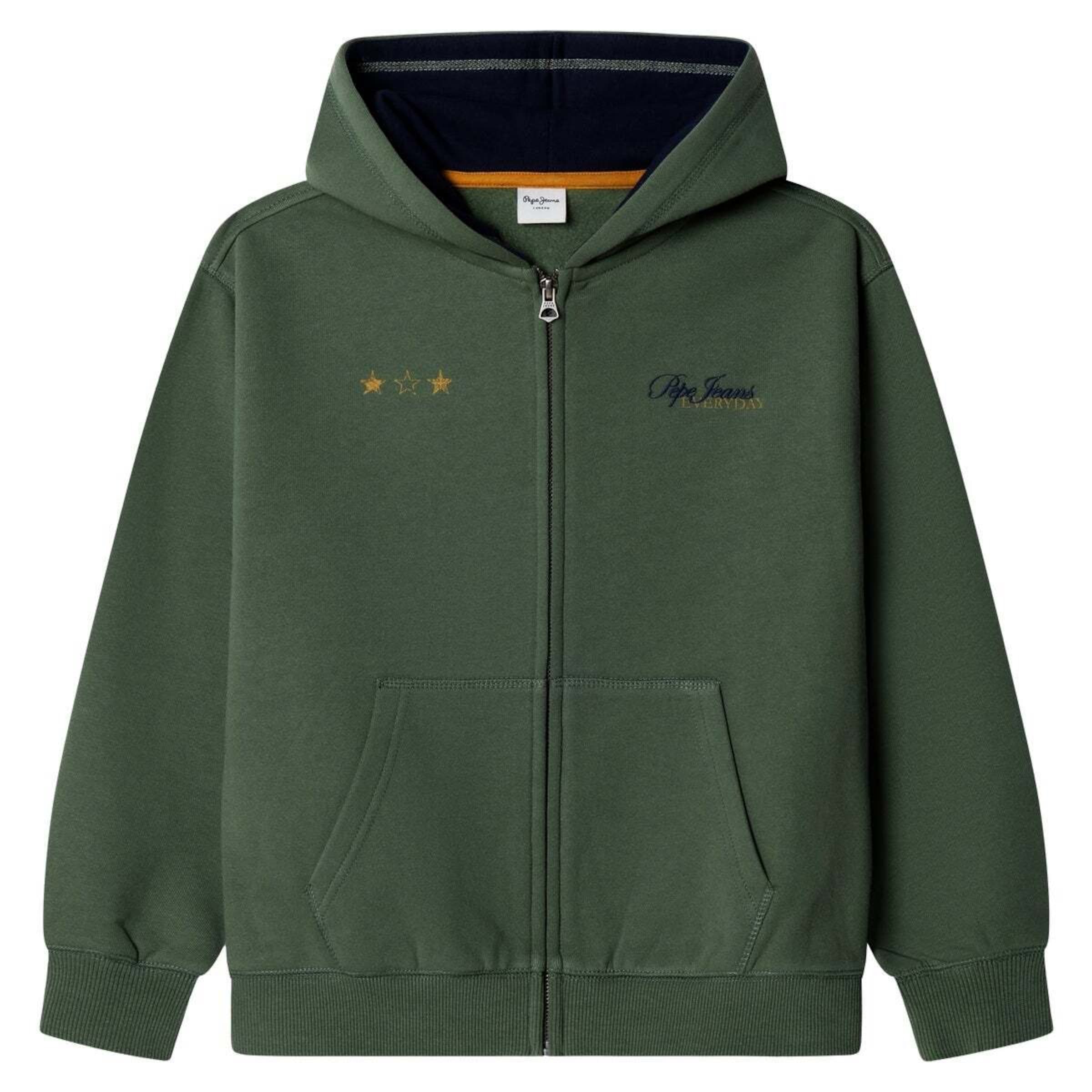 Pepe Jeans - Sudadera con cremallera 'Tate' en verde: frente