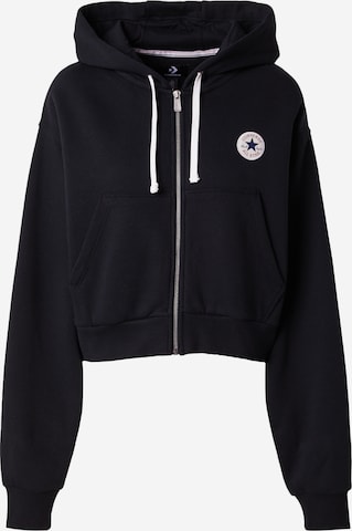 CONVERSE Sweat jacket 'Blooming' in Black: front