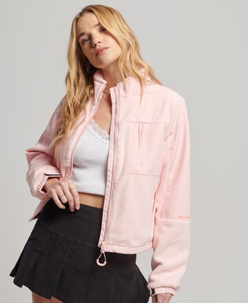 Superdry Fleece jacket 'Hybrid Trekker' in Pink: front