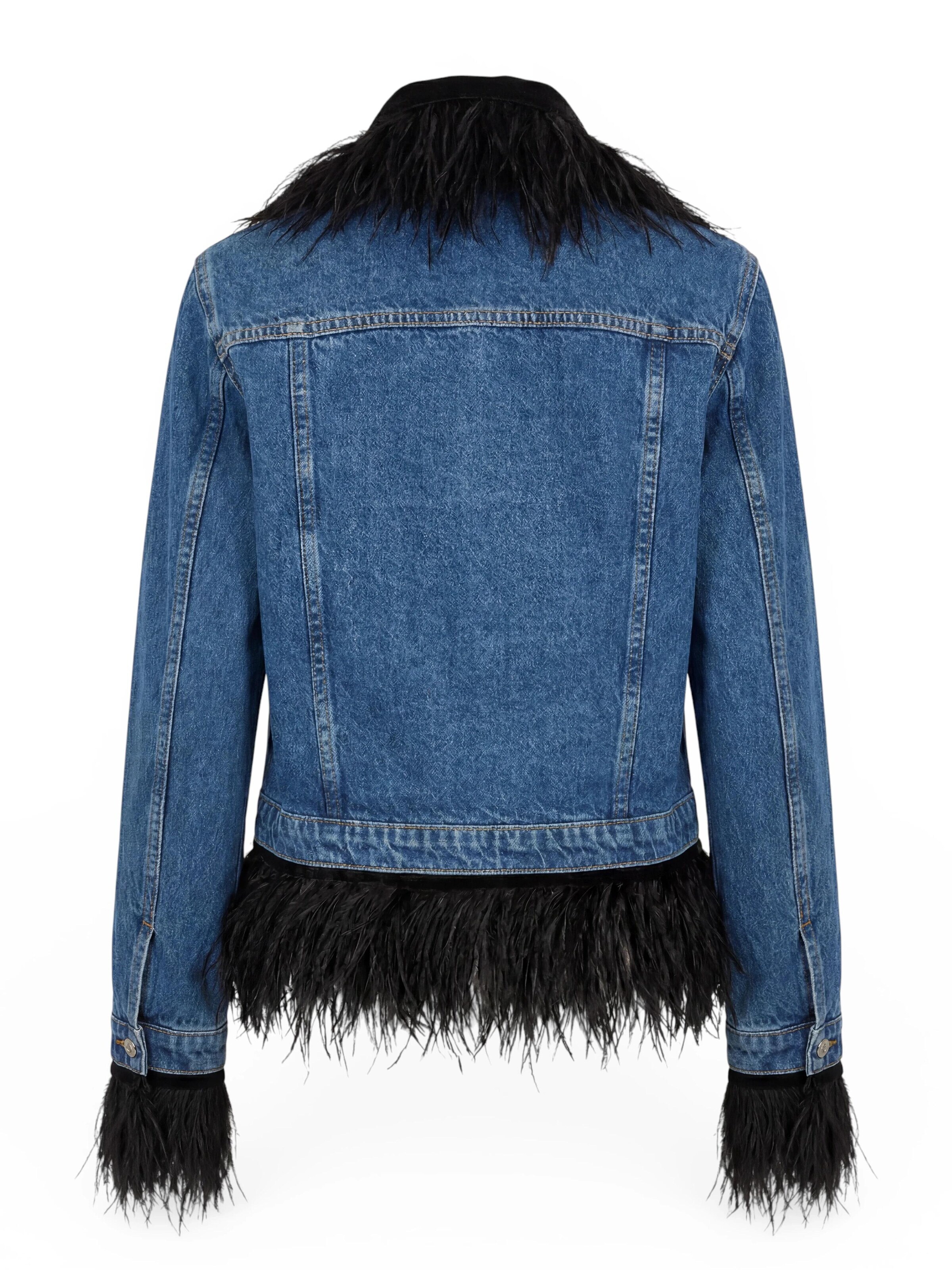Fenice Übergangsjacke 'DenimFeatherChic'‌‌‌‌‌‌‌‌ in Schwarz