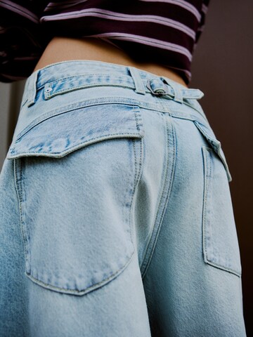 Wide Leg Jean Bershka en bleu