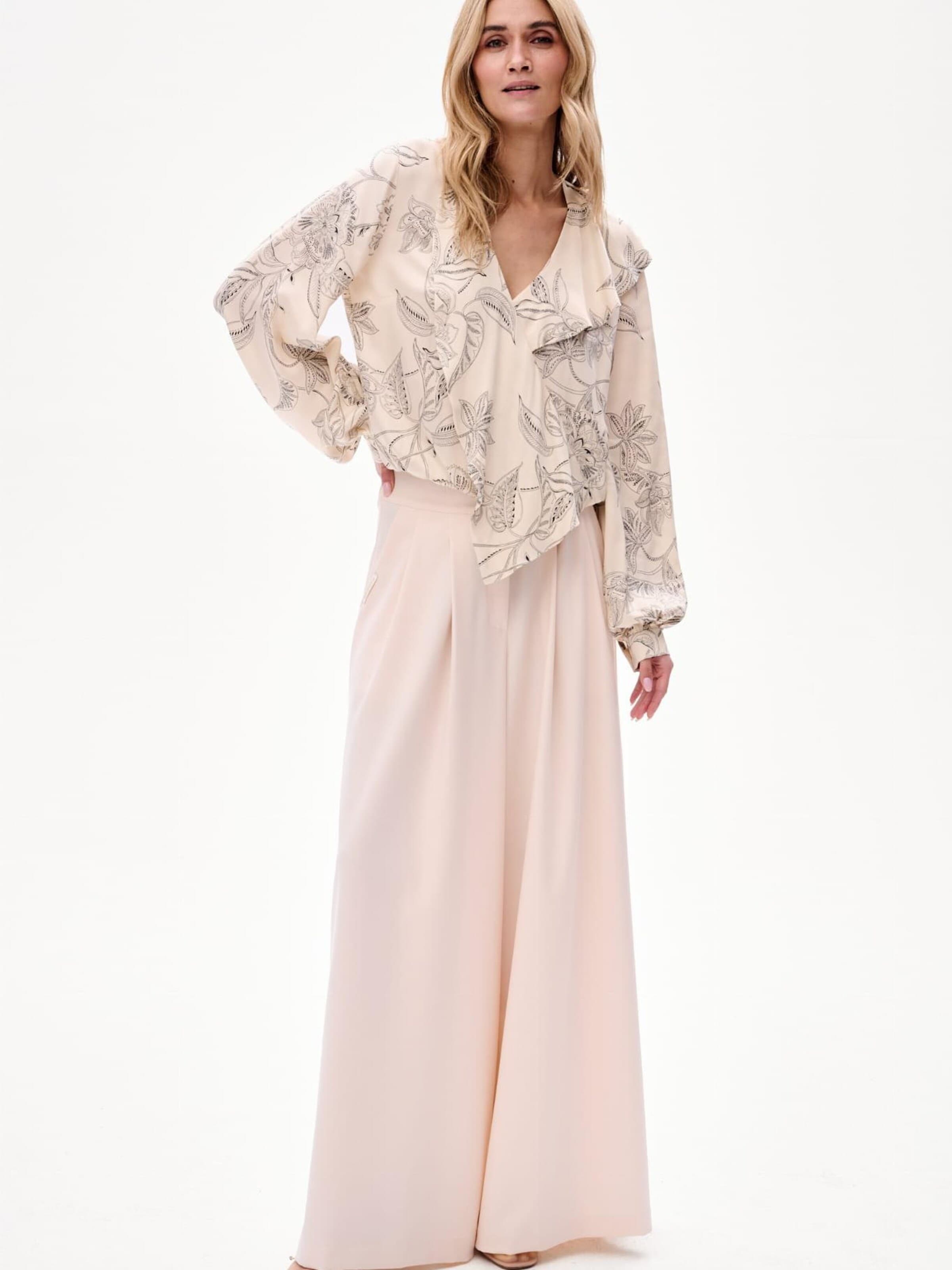 Blue Shadow Wide leg Pants in Beige: front