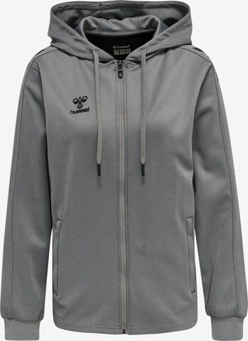 Hummel Athletic Zip-Up Hoodie in Grey: front