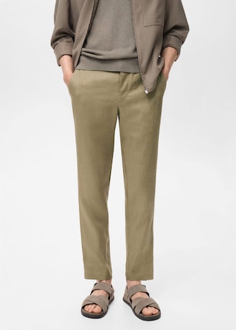 MANGO MAN Slim fit Pants 'Oyster' in Green: front
