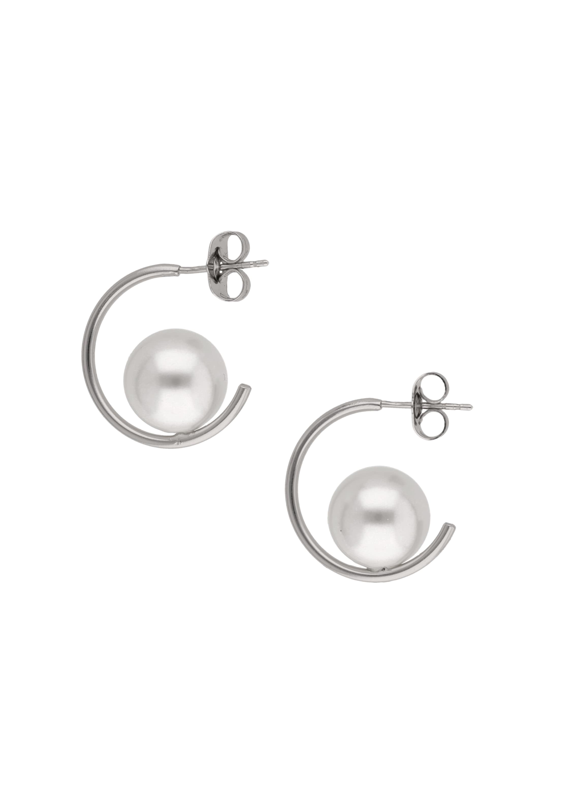 usha WHITE LABEL Boucles d'oreilles en argent / blanc perle, Vue avec produit