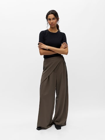 OBJECT Wide leg Broek 'OBJSaga' in Bruin