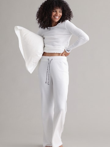Pyjama 'Longsleeve Shirt Pointelle' Hey Honey en blanc : devant