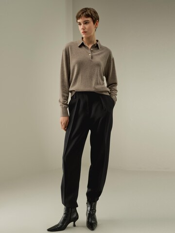 Lilysilk - Jersey 'Baby-Kaschmir Poloshirt' en marrón
