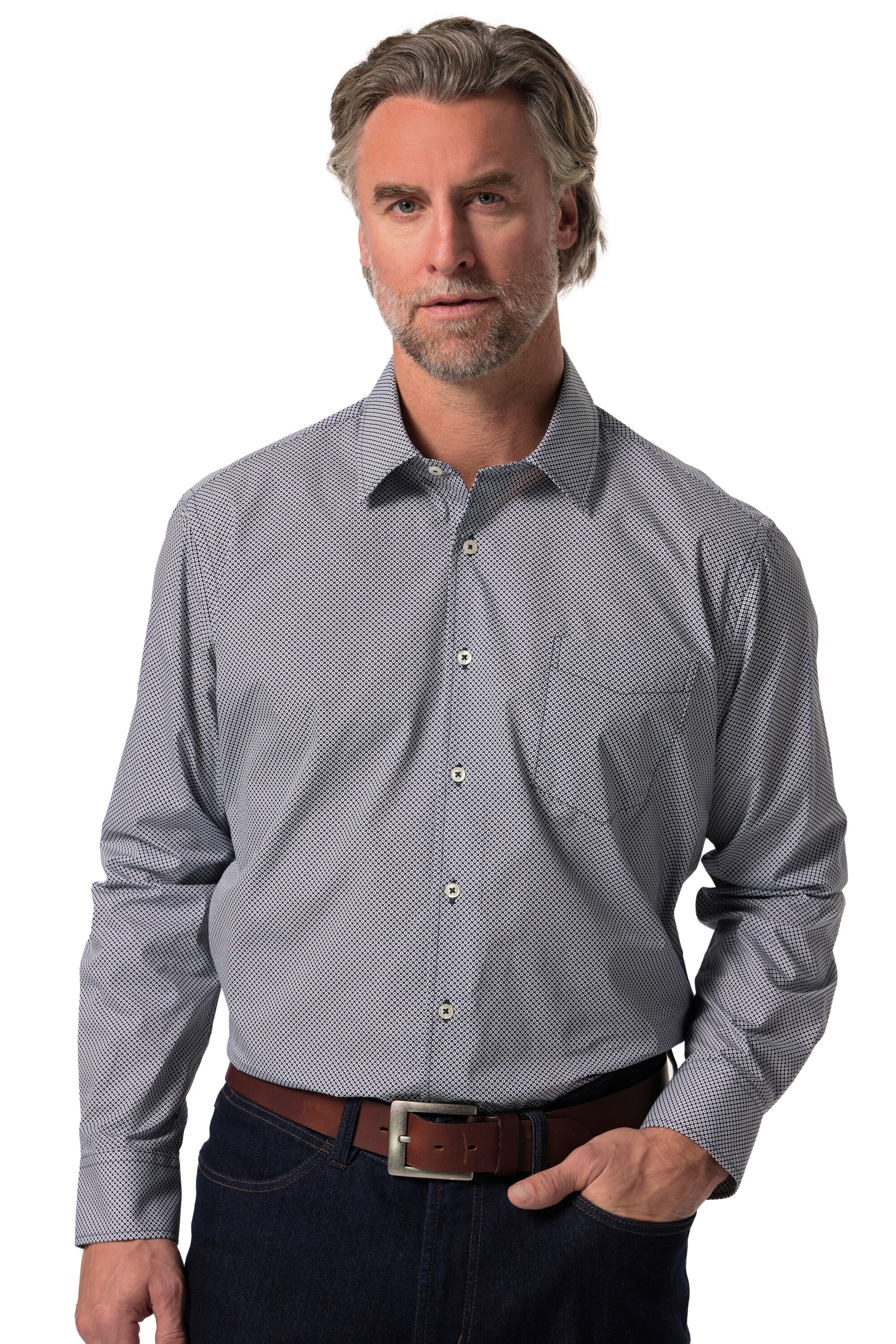Boston Park Regular fit Business shirt in Grey: front