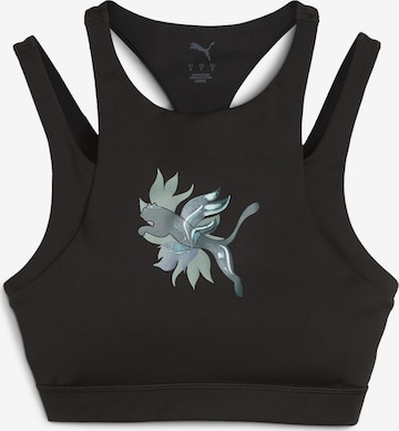 PUMA Bustier Sport bh 'Green Terrains' in Zwart: voorkant