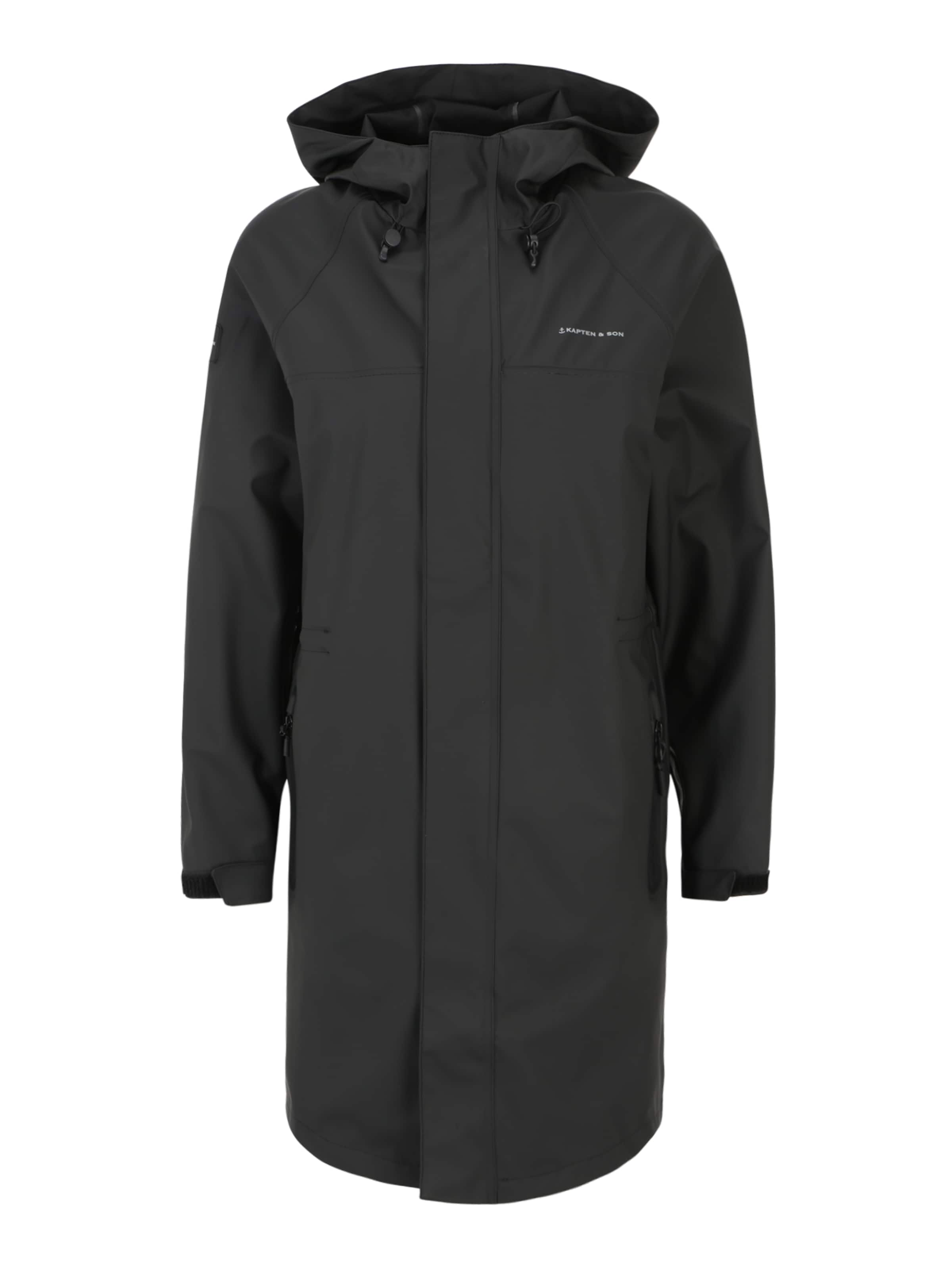melns Kapten & Son Starpsezonu mētelis 'Everyday Rain Jacket Long': no priekšpuses