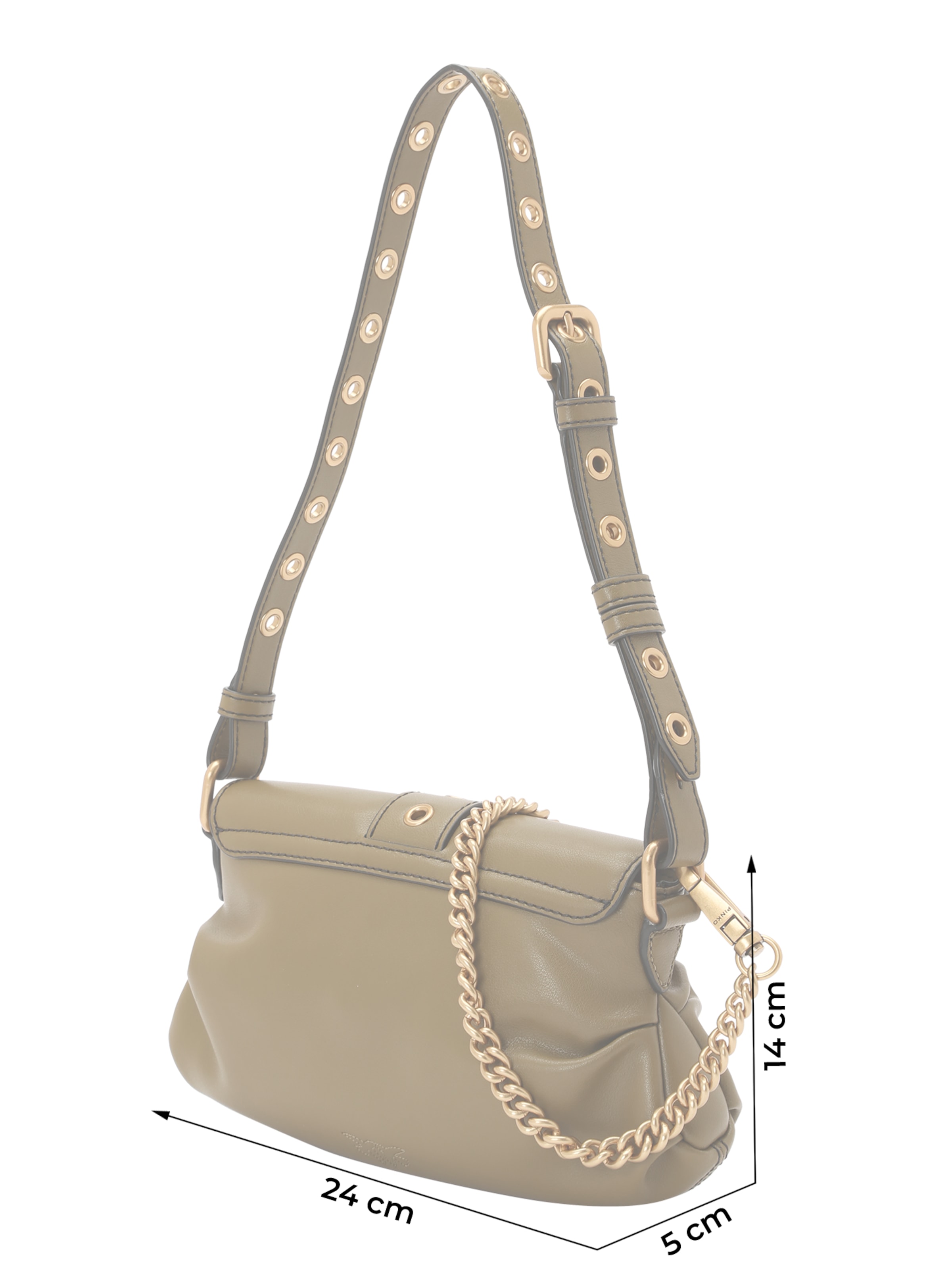 Rankinė ant peties iš PINKO, spalva – alyvuogių spalva, Prekių apžvalga