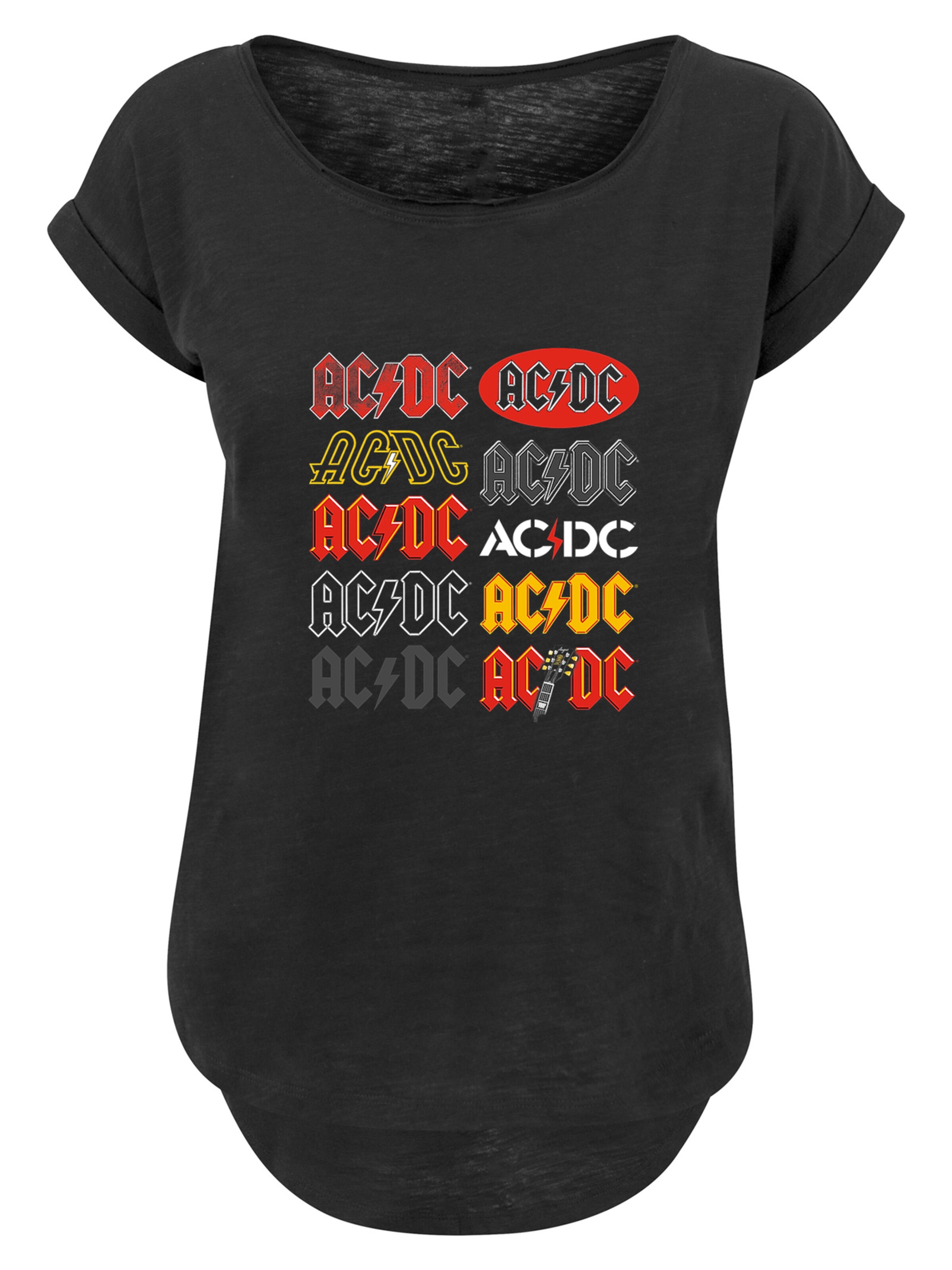 F4NT4STIC Shirt 'ACDC' in Zwart: voorkant