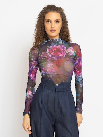 JIORO Blouse body 'PEONIES' in Gemengde kleuren