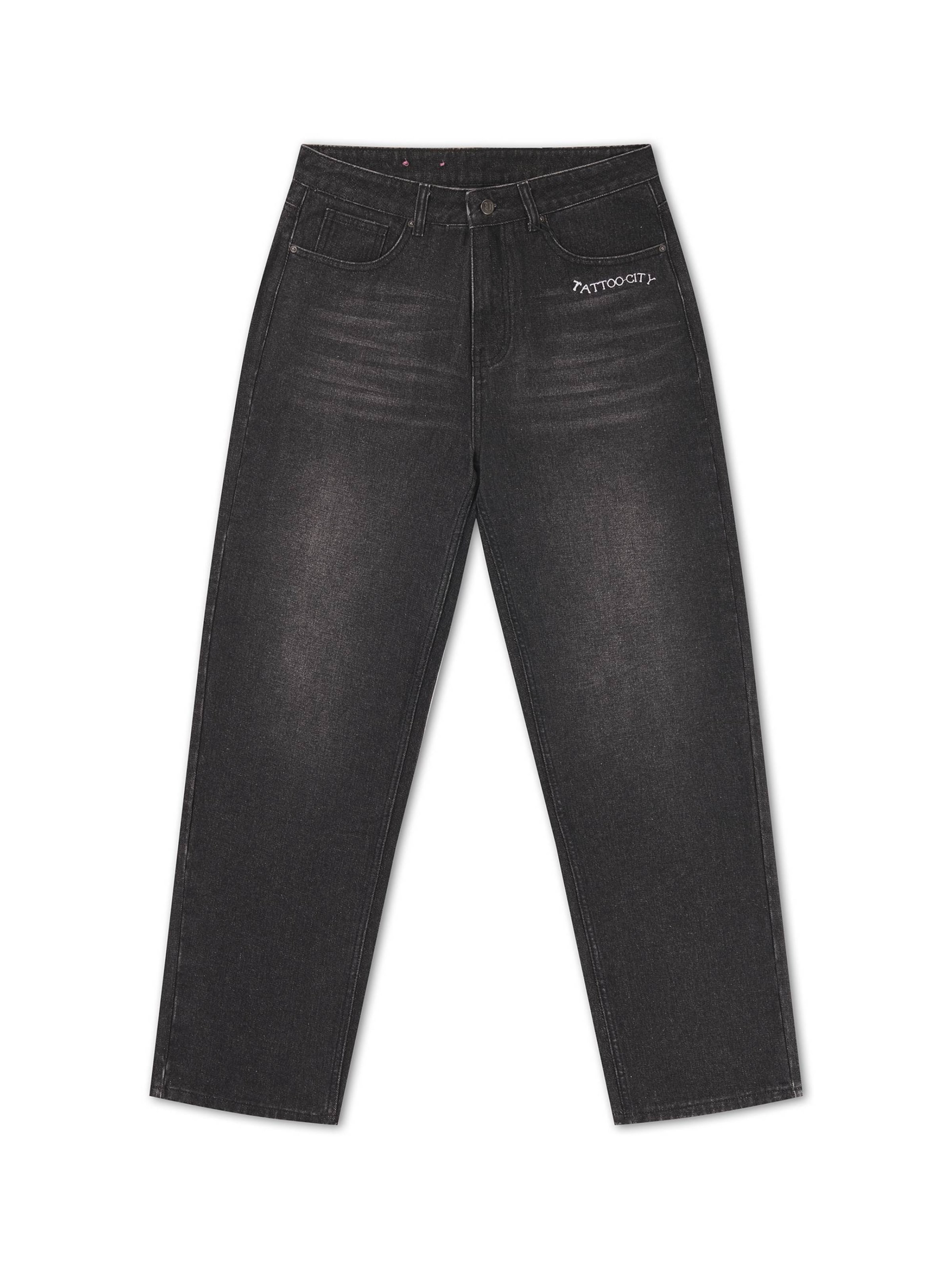 Ed Hardy - Loosefit Vaquero en negro: frente