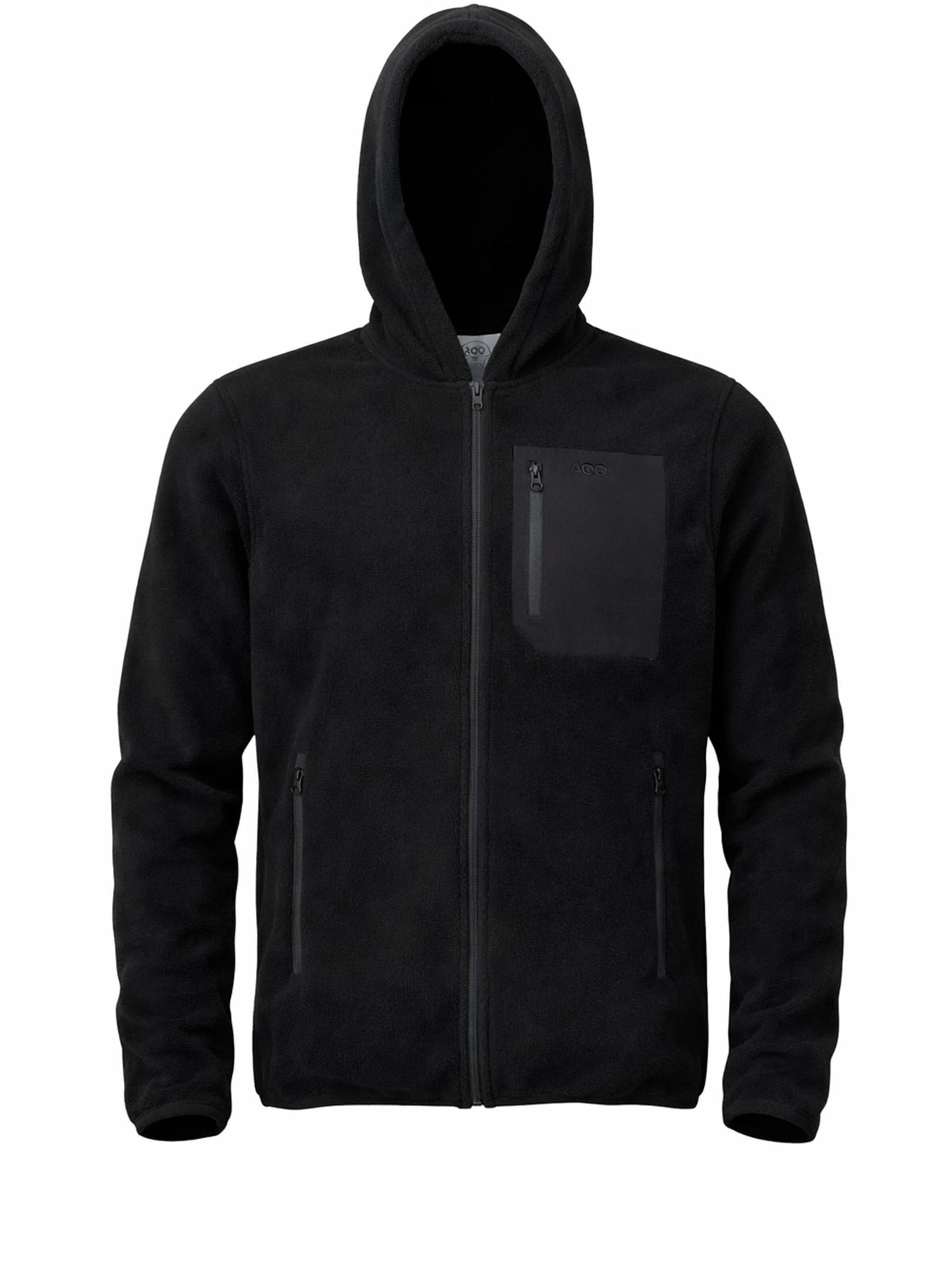 A Question Of (AQO) Overgangsjakke 'David Micro Fleece Hoodie' i sort: forside