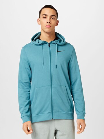 NIKE - Sudadera con cremallera deportiva en verde: frente