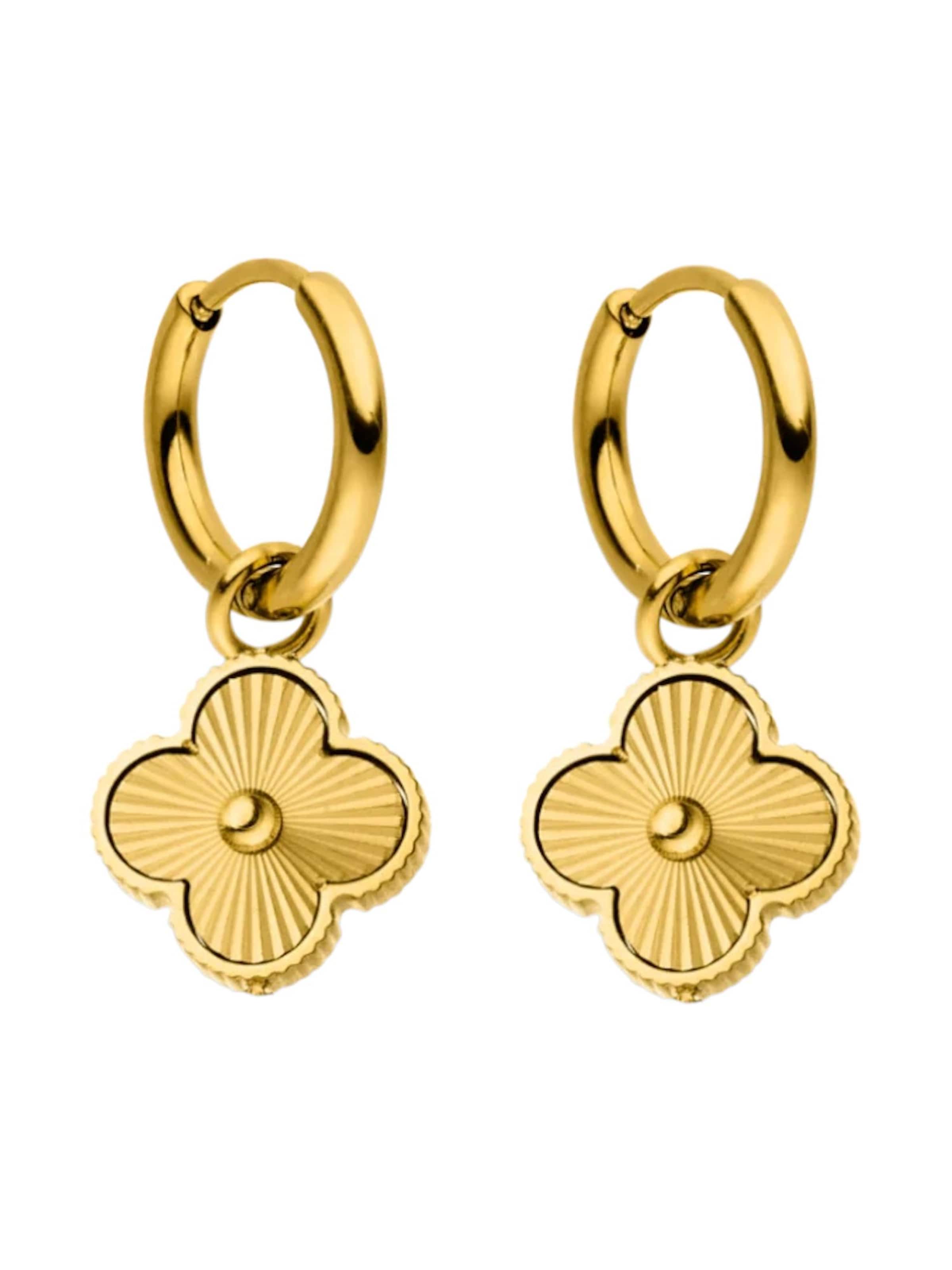 Boucles d'oreilles 'ELEGANT CLOVER' Cala Rose en or : devant